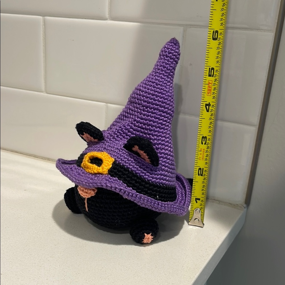 Handcrafted Cat Gmone with Witch Hat Halloween Holiday Decor Amigurui Crochet - Picture 11 of 12